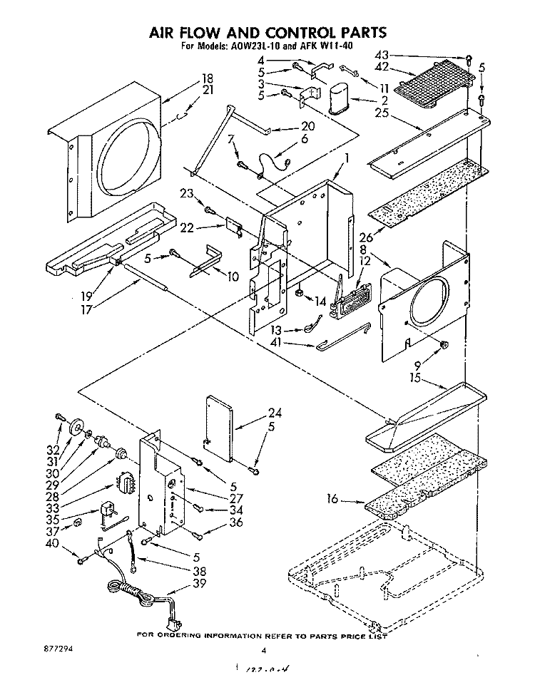 SECTION Diagram and Parts List for AKFW1140  Whirlpool Air Conditioner