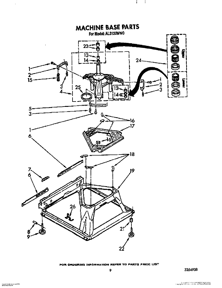 MACHINE BASE Diagram and Parts List for AL3132WL0  Whirlpool Washer
