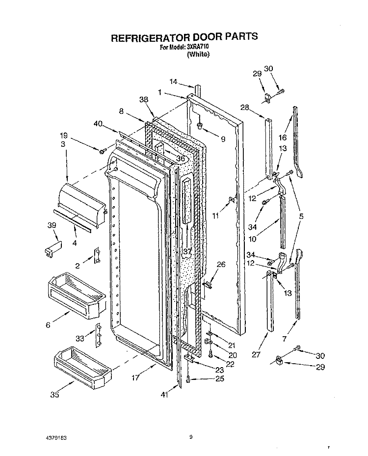 REFRIGERATOR DOOR Diagram and Parts List for 3XRA710  Whirlpool Refrigerator
