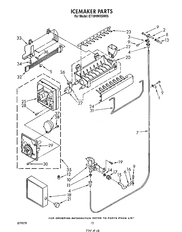 ICE MAKER , LIT/OPTIONAL Diagram and Parts List for ET18HMXSW05  Whirlpool Refrigerator