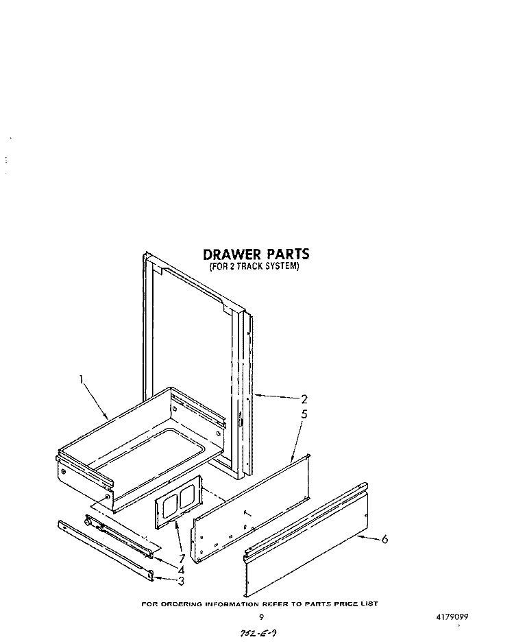 DRAWER Diagram and Parts List for SE960PEPW1  Whirlpool Range
