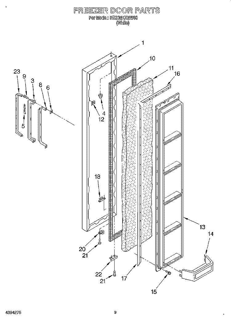 FREEZER DOOR Diagram and Parts List for RS20EKXEW00  Roper Refrigerator