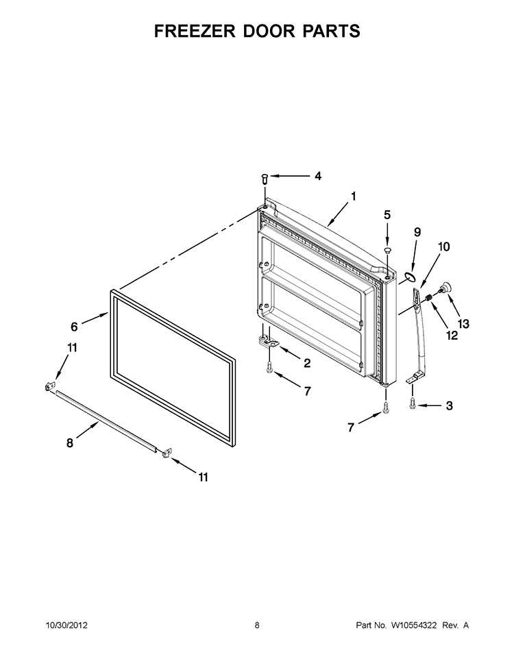 FREEZER DOOR PARTS Diagram and Parts List for 5VWT59SFYF00  Whirlpool Refrigerator