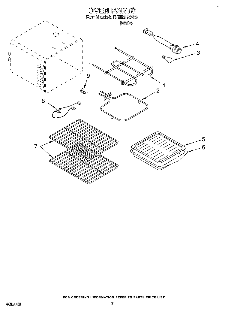 OVEN, LIT/OPTIONAL Diagram and Parts List for REE33000  Roper Range