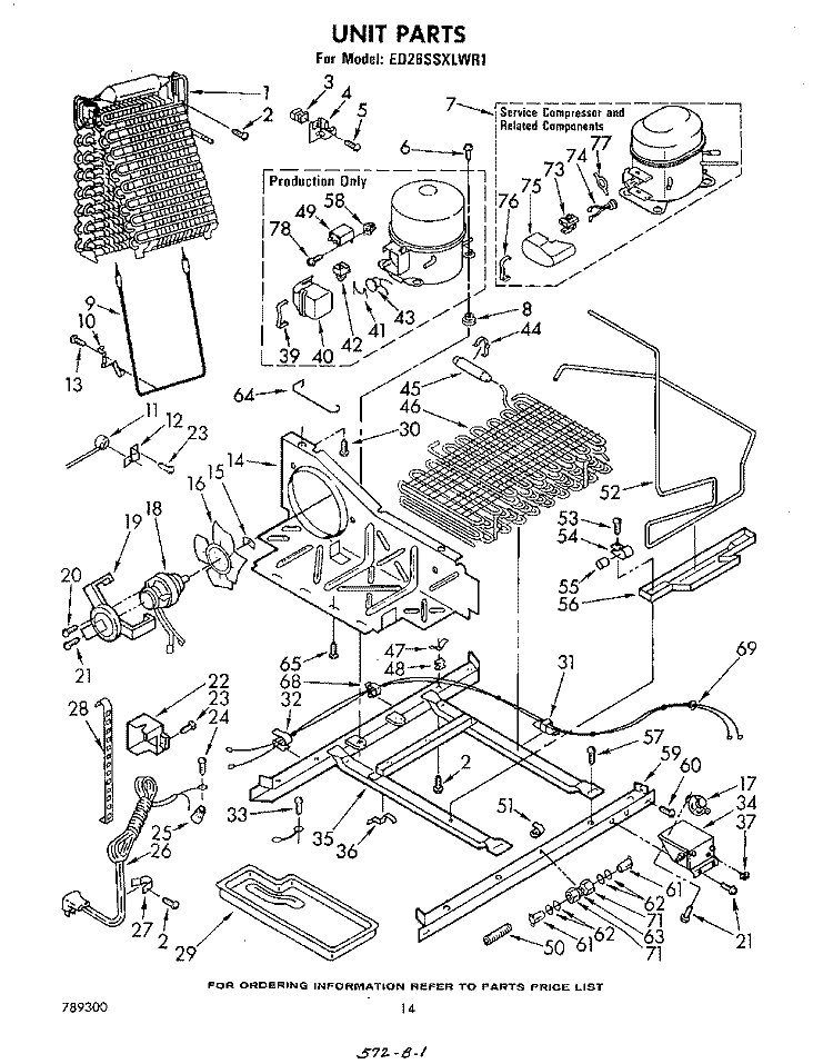 UNIT Diagram and Parts List for ED26SSXLWR1  Whirlpool Refrigerator