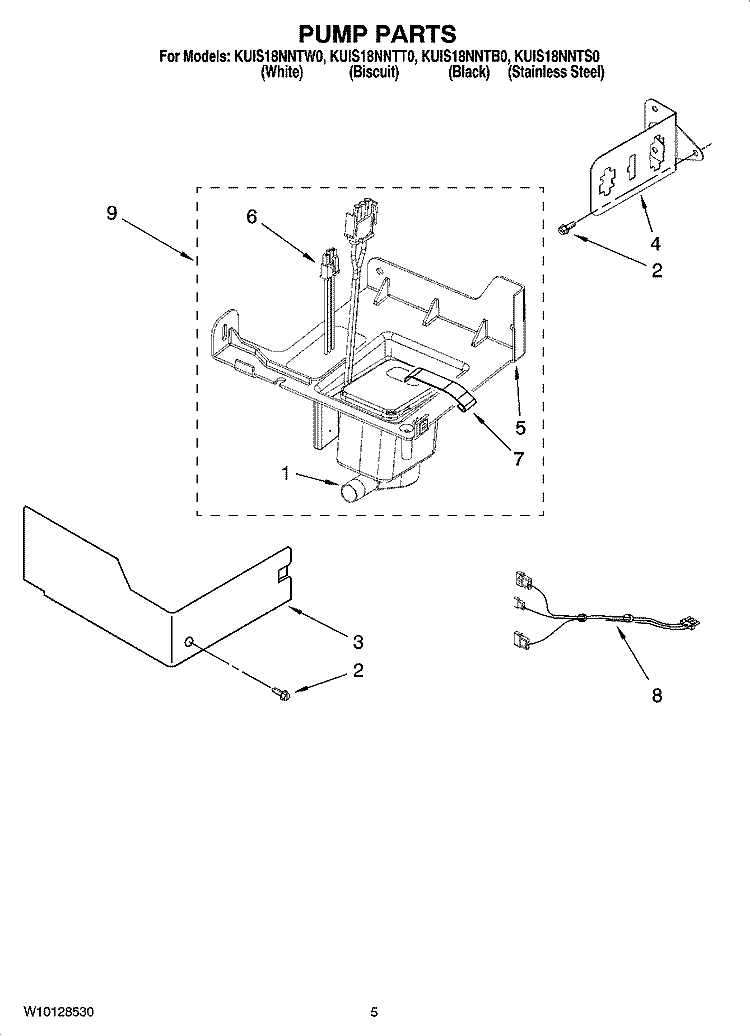 PUMP PARTS Diagram and Parts List for KUIS18NNTS0  KitchenAid Ice Maker