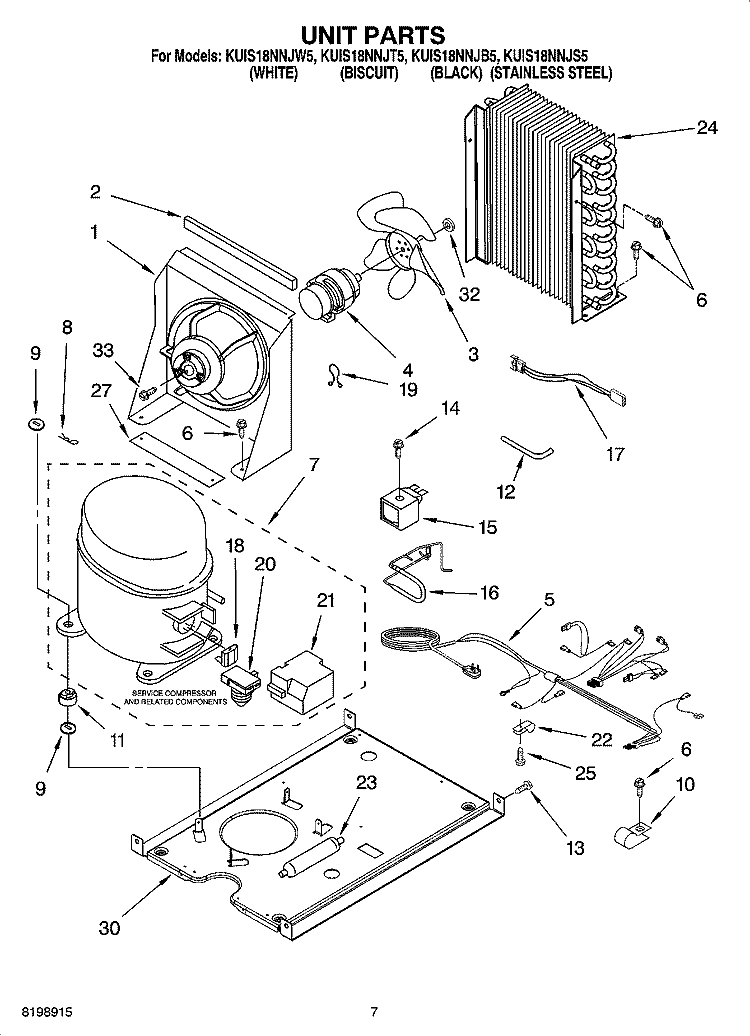 UNIT PARTS Diagram and Parts List for KUIS18NNJB5  KitchenAid Ice Maker