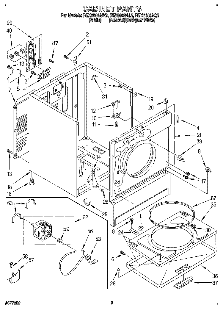 SECTION Diagram and Parts List for REX6646AL2  Roper Dryer