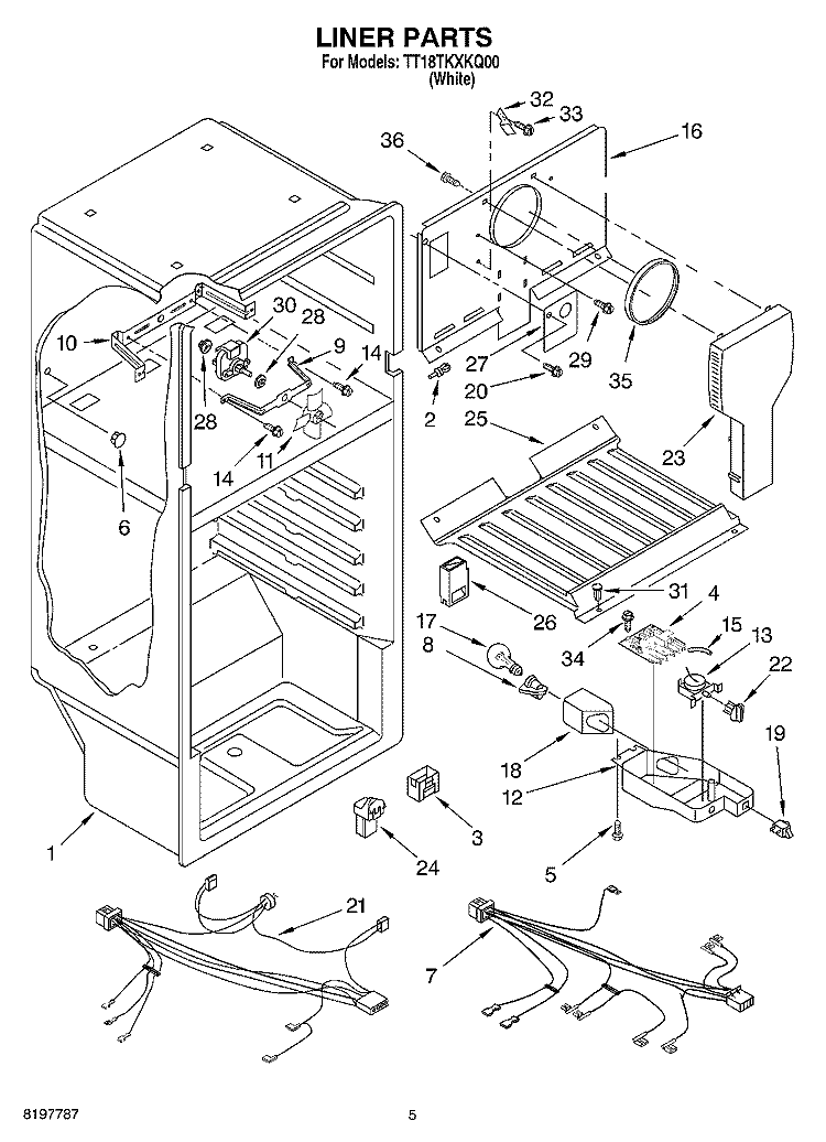 LINER Diagram and Parts List for TT18TKXKQ00  Estate Refrigerator