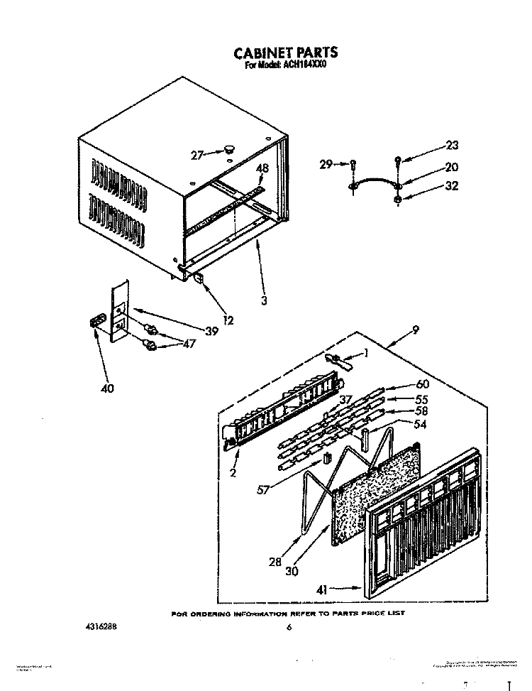 CABINET Diagram and Parts List for ACH184XX0  Whirlpool Air Conditioner