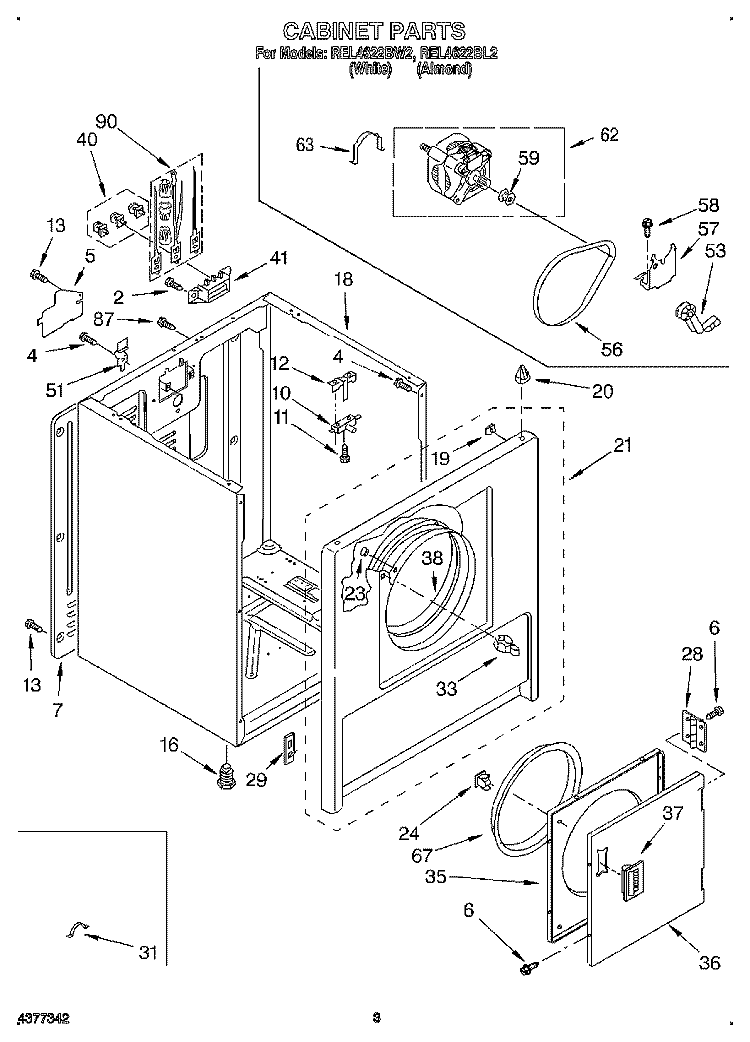 SECTION Diagram and Parts List for REL4622BL2  Roper Dryer