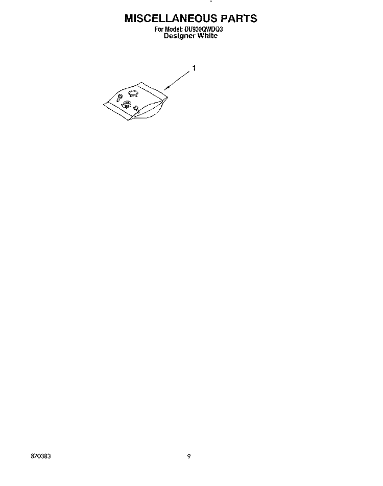MISCELLANEOUS, LIT/OPTIONAL Diagram and Parts List for DU930QWDQ3  Whirlpool Dishwasher