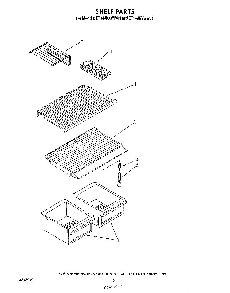SHELF Diagram and Parts List for ET14JKXWN01  Whirlpool Refrigerator