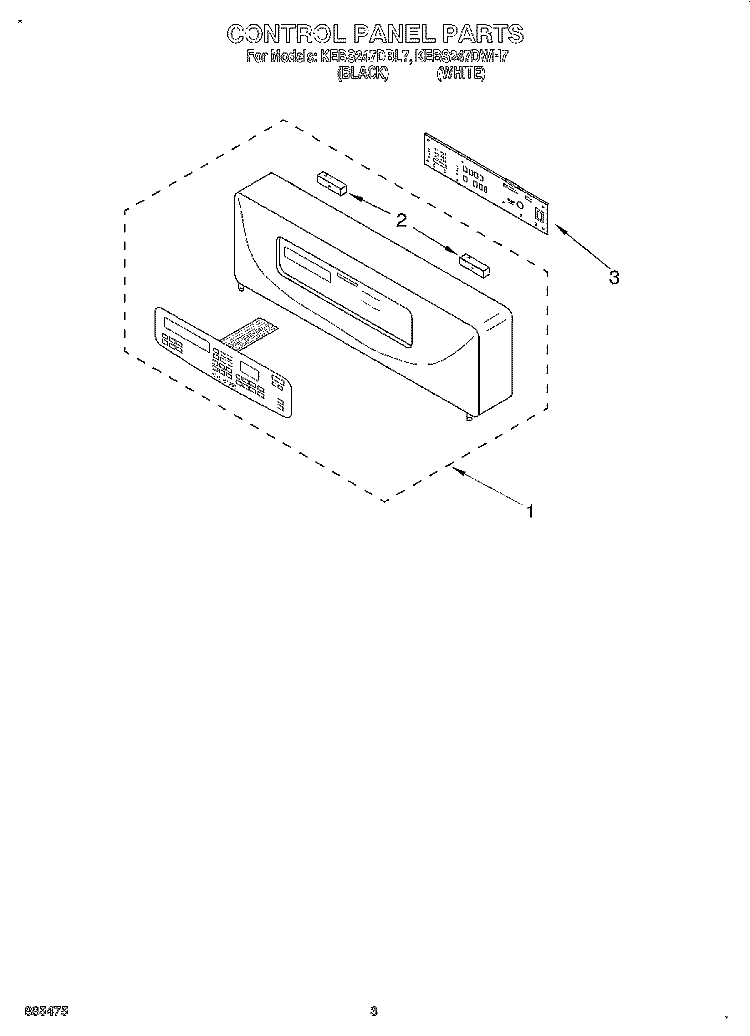 CONTROL PANEL, LITERATURE Diagram and Parts List for KEBS247DBL7  KitchenAid Wall Oven