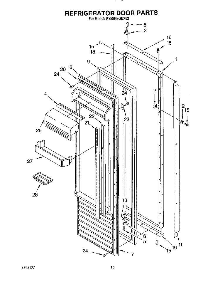 REFRIGERATOR DOOR Diagram and Parts List for KSSS48QDX02  KitchenAid Refrigerator