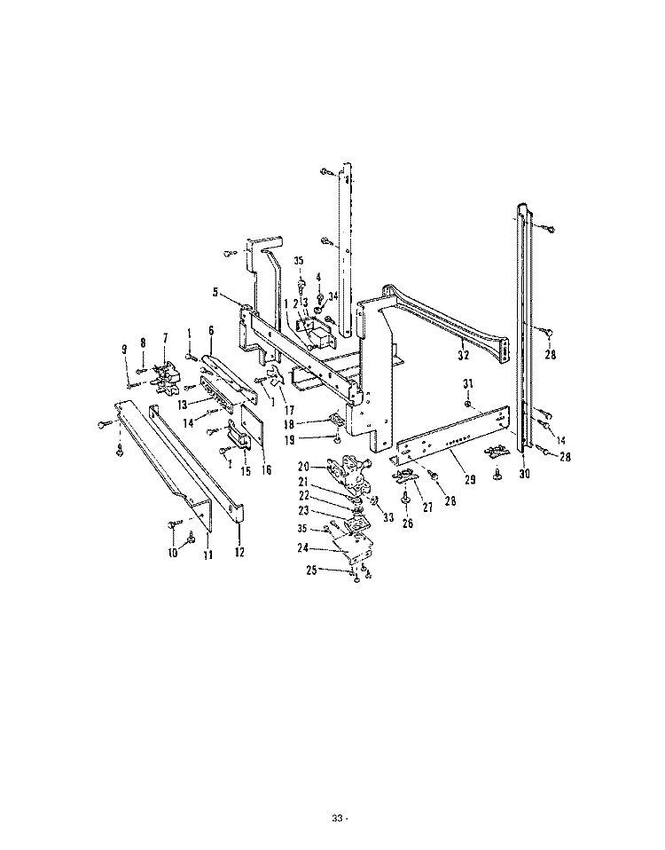 FRAME Diagram and Parts List for 8585L00  Roper Dishwasher