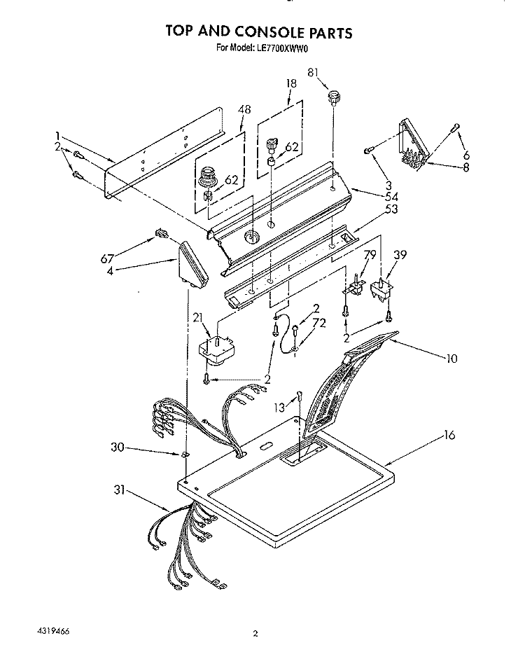 SECTION Diagram and Parts List for LE7700XWN0  Whirlpool Dryer