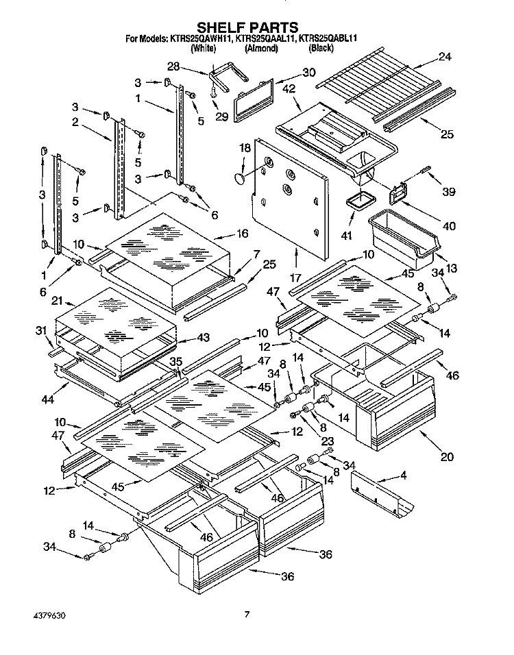 SHELF, LIT/OPTIONAL Diagram and Parts List for KTRS25QAAL11  KitchenAid Refrigerator