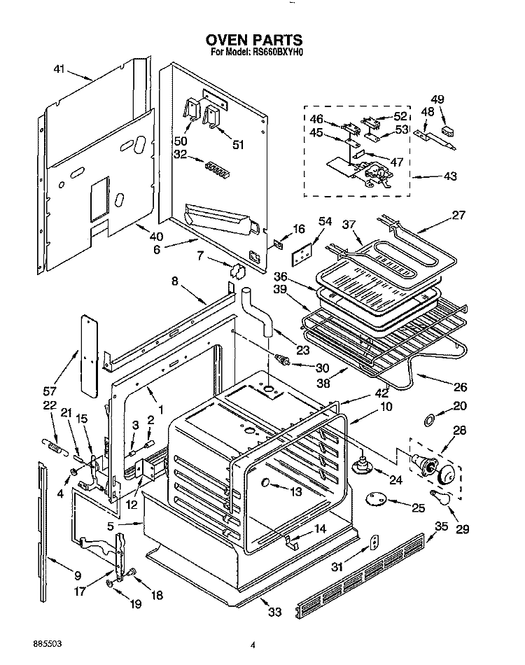 OVEN, LIT/OPTIONAL Diagram and Parts List for RS660BXYH0  Whirlpool Range