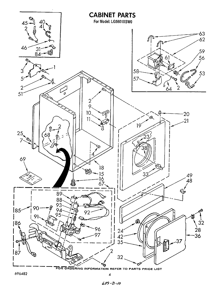 CABINET Diagram and Parts List for LG5601XSW0  Whirlpool Dryer