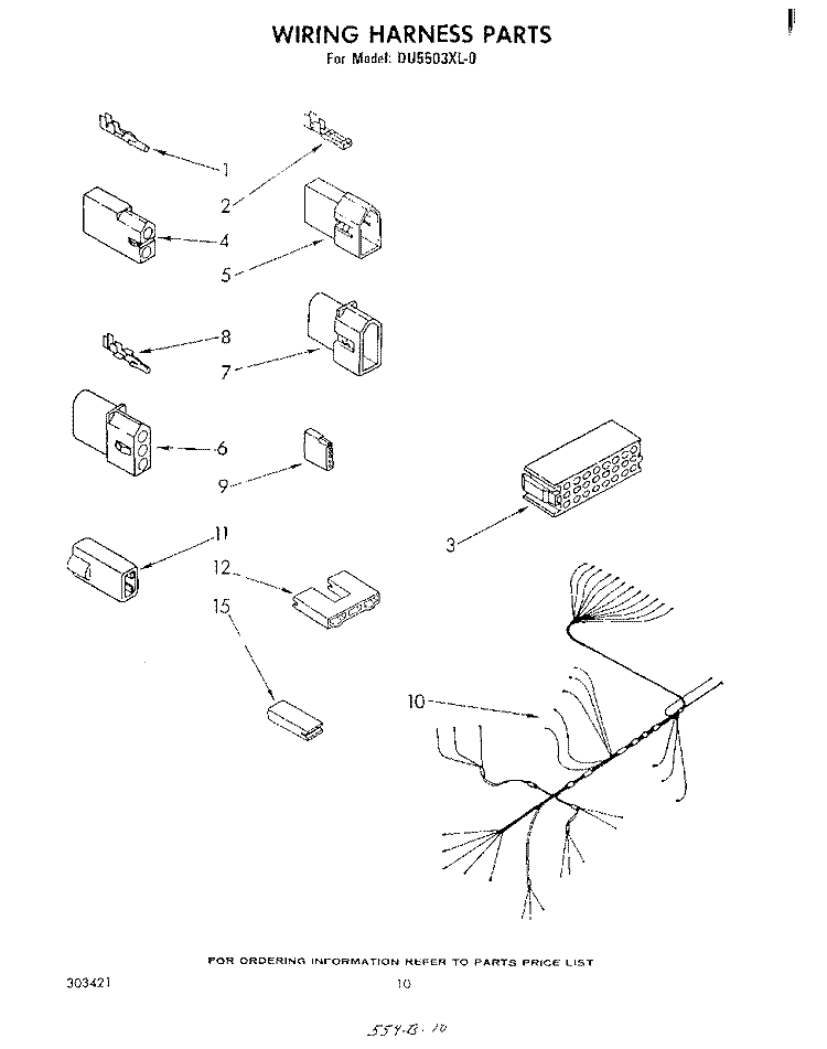 WIRING HARNESS Diagram and Parts List for DU5503XL0  Whirlpool Dishwasher