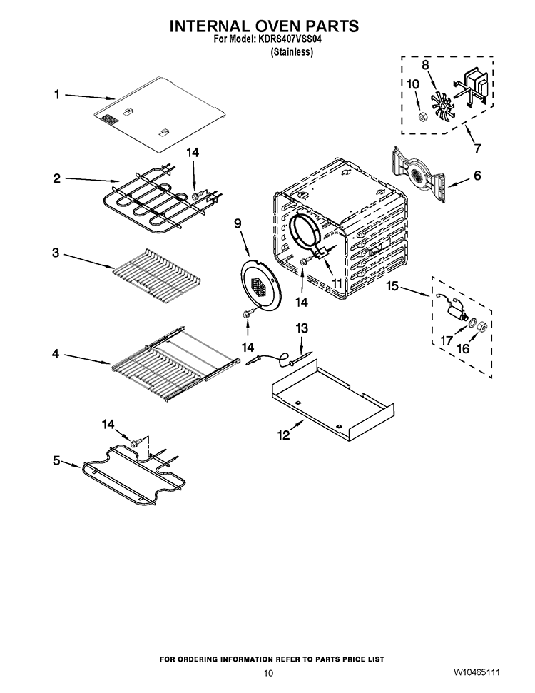 INTERNAL OVEN PARTS Diagram and Parts List for KDRS407VSS04  KitchenAid Range