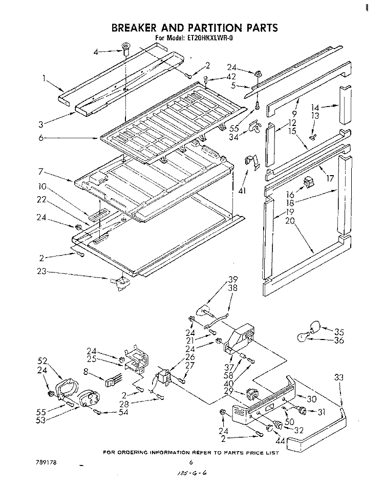 BREAKER AND PARTITION Diagram and Parts List for ET20HKXLWR0  Whirlpool Refrigerator