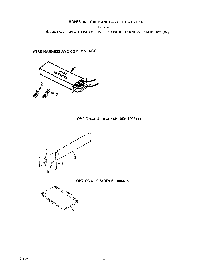 MAIN TOP Diagram and Parts List for S6507X0  Roper Range
