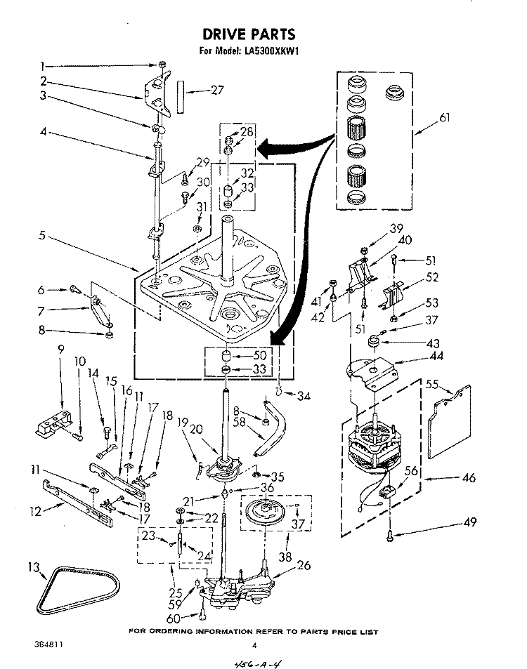 DRIVE Diagram and Parts List for LA5300XKW1  Whirlpool Washer