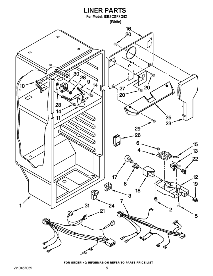 LINER PARTS Diagram and Parts List for I8RXCGFXQ02  Inglis Refrigerator