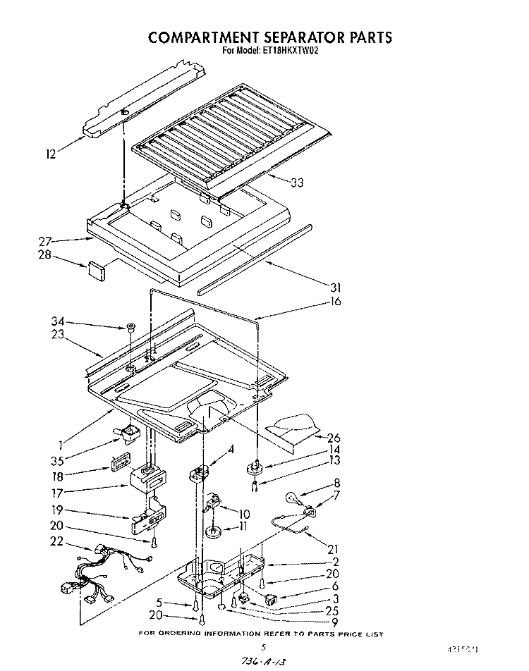 COMPARTMENT SEPARATOR Diagram and Parts List for ET18HKXTF02  Whirlpool Refrigerator