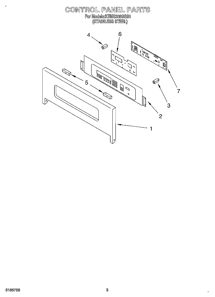 CONTROL PANEL Diagram and Parts List for KEMS308GSS1  KitchenAid Microwave Oven Combo