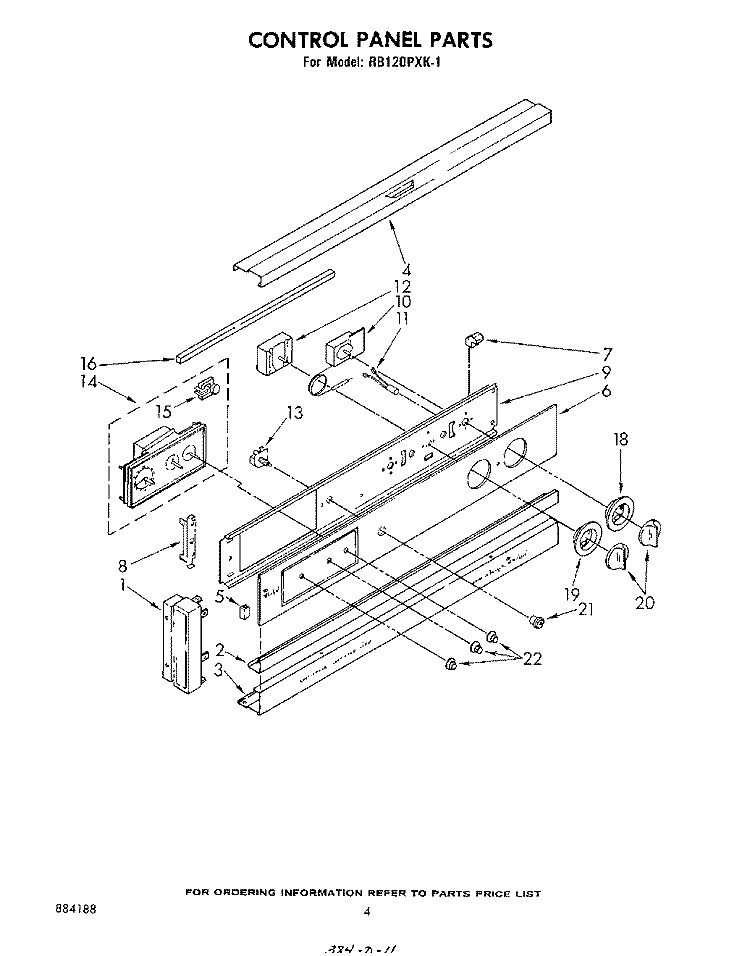 CONTROL PANEL , LITERATURE AND OPTIONAL Diagram and Parts List for RB120PXK1  Whirlpool Wall Oven