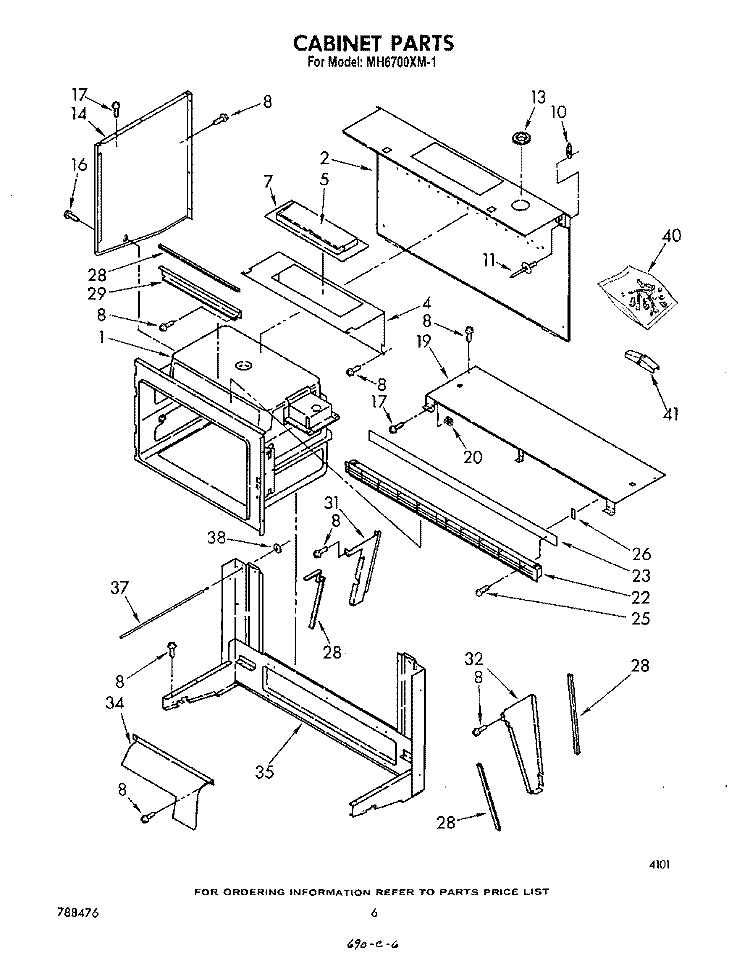 CABINET Diagram and Parts List for MH6700XM1  Whirlpool Microwave