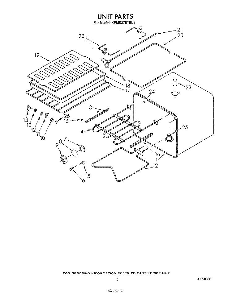 UNIT Diagram and Parts List for KEMS376TBL2  KitchenAid Microwave Oven Combo