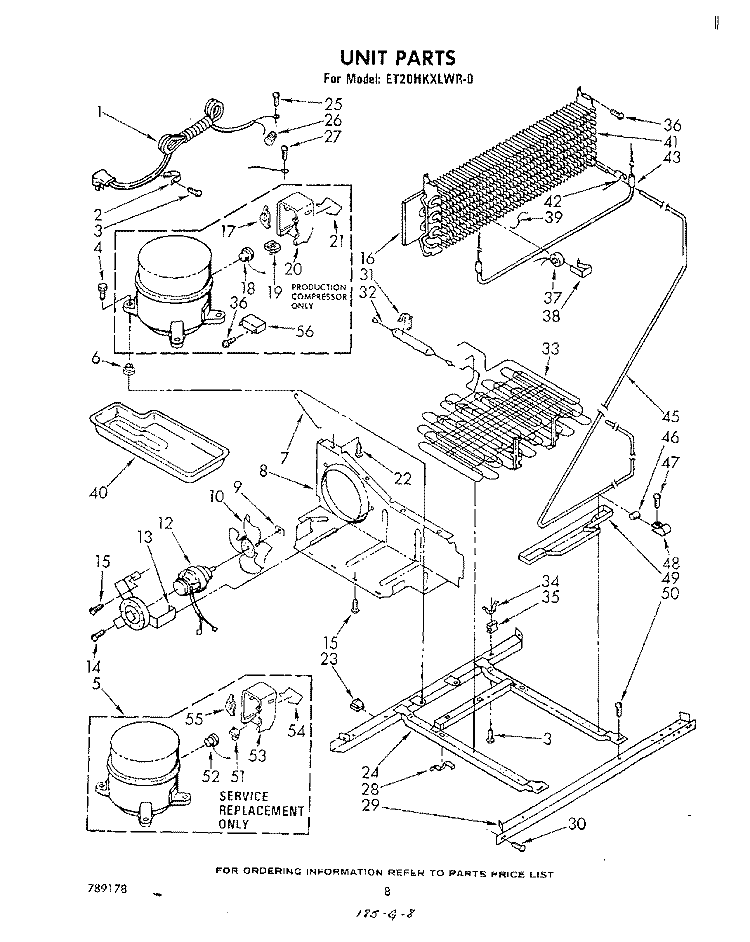 UNIT Diagram and Parts List for ET20HKXLWR0  Whirlpool Refrigerator