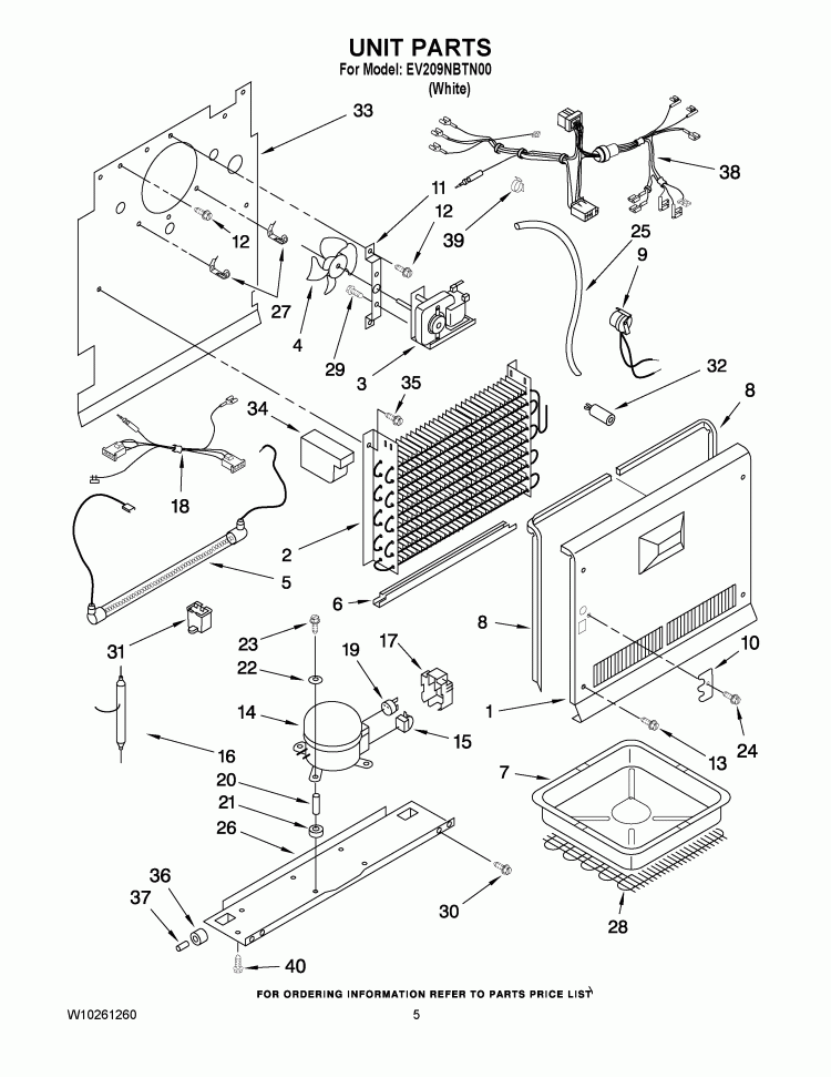 UNIT PARTS Diagram and Parts List for EV209NBTN00  Whirlpool Freezer
