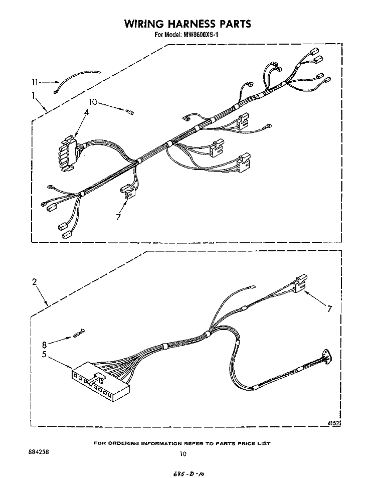 WIRING HARNESS , LITERATURE AND OPTIONAL Diagram and Parts List for MW8600XS1  Whirlpool Microwave