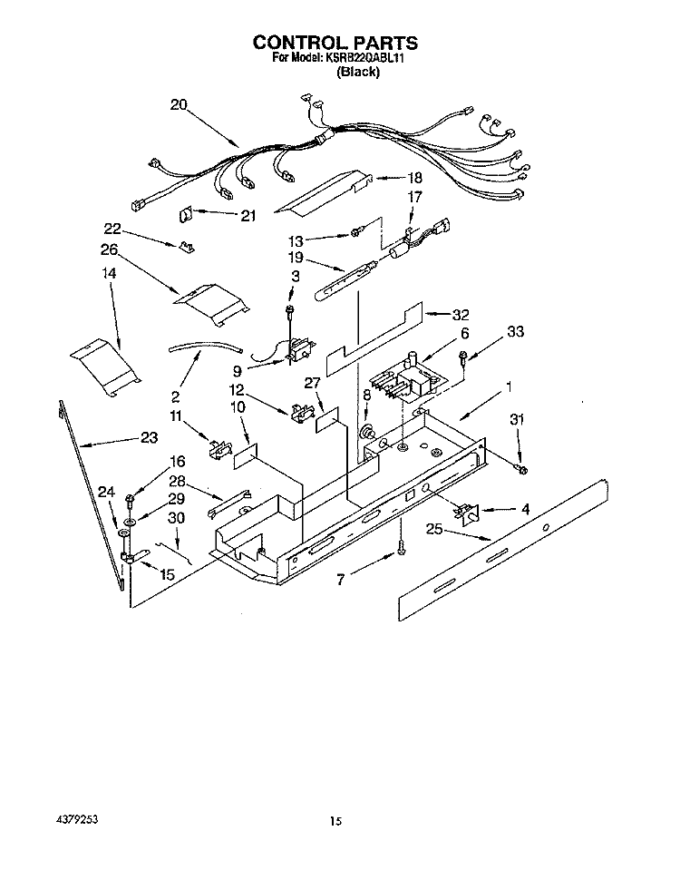 CONTROL Diagram and Parts List for KSRB22QABL11  KitchenAid Refrigerator