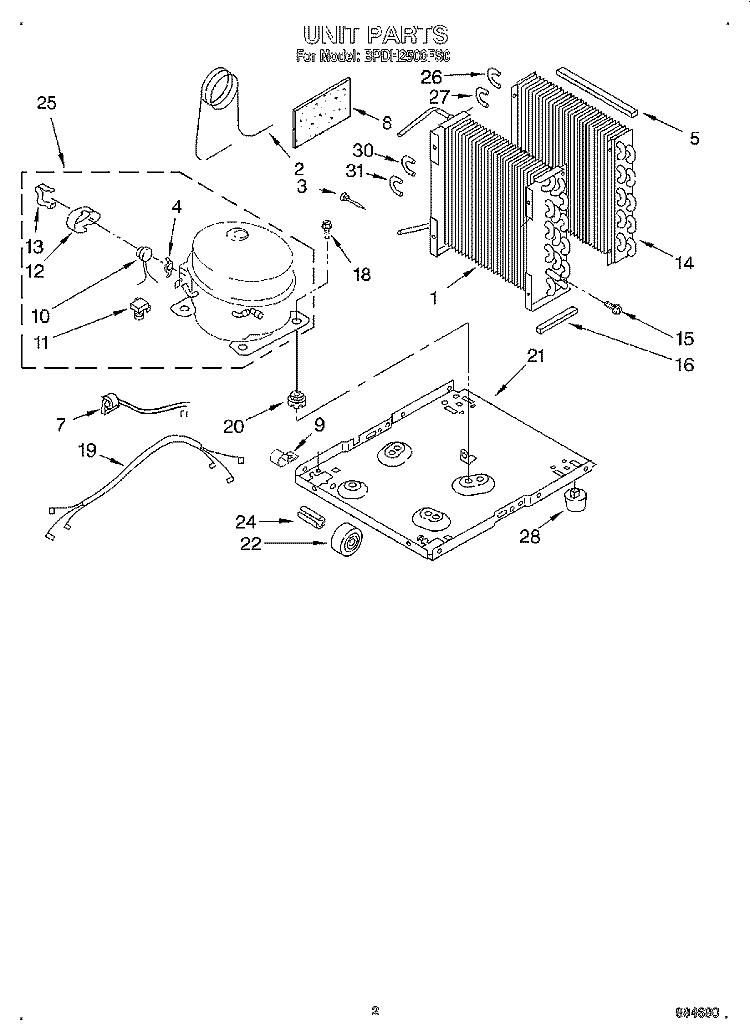 SECTION Diagram and Parts List for BPDH2500FS0  KitchenAid Dehumidifier