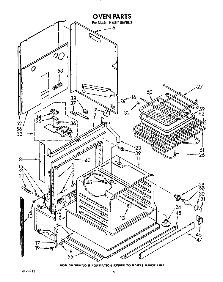 OVEN, LIT/OPTIONAL Diagram and Parts List for KEDT105VBL2  KitchenAid Range