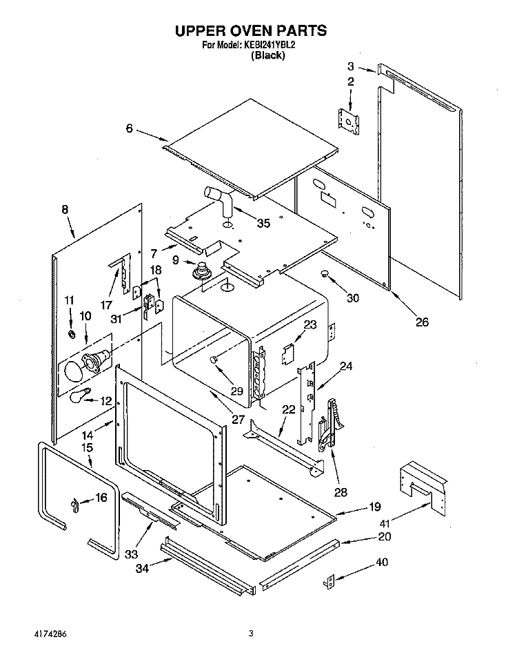 UPPER OVEN, OPTIONAL Diagram and Parts List for KEBI241YBL2  KitchenAid Wall Oven