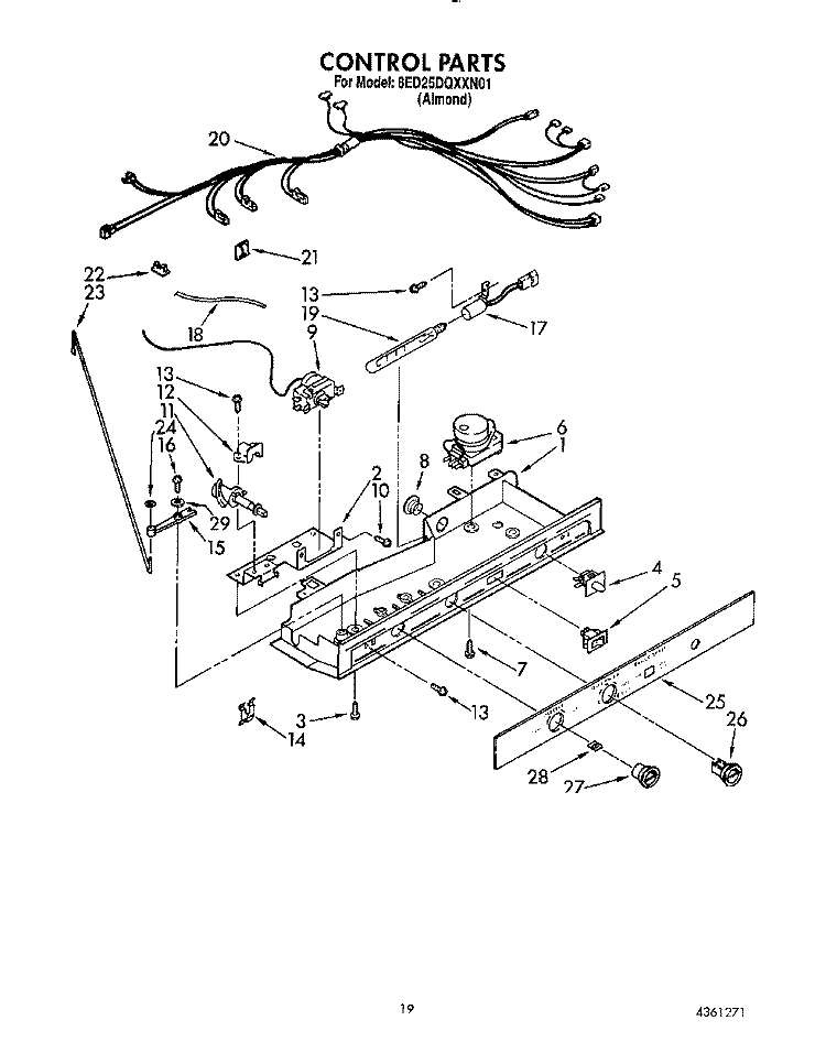 CONTROL Diagram and Parts List for 8ED25DQXXN01  Whirlpool Refrigerator