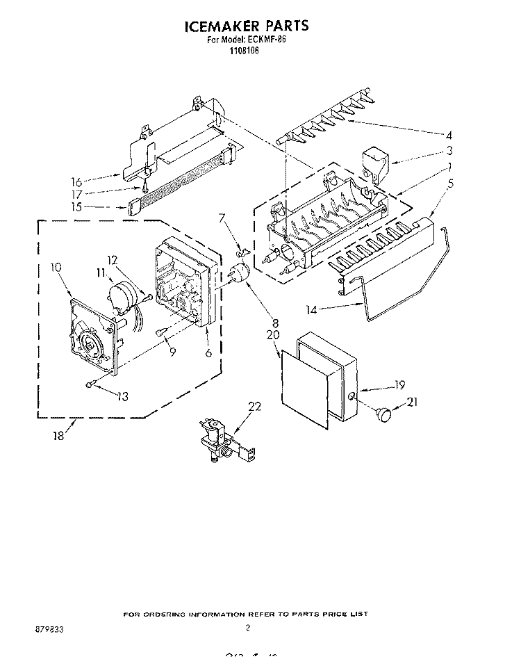 SECTION Diagram and Parts List for ECKMF86  Whirlpool Ice Maker
