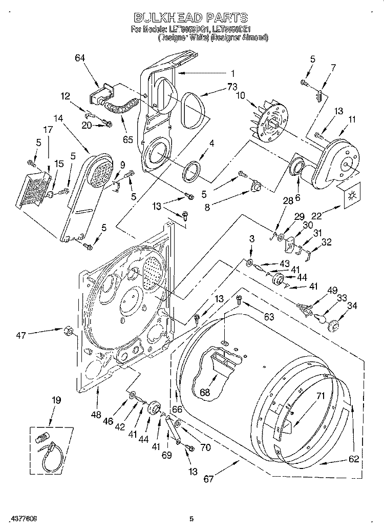 SECTION Diagram and Parts List for LET8858DQ1  Whirlpool Dryer