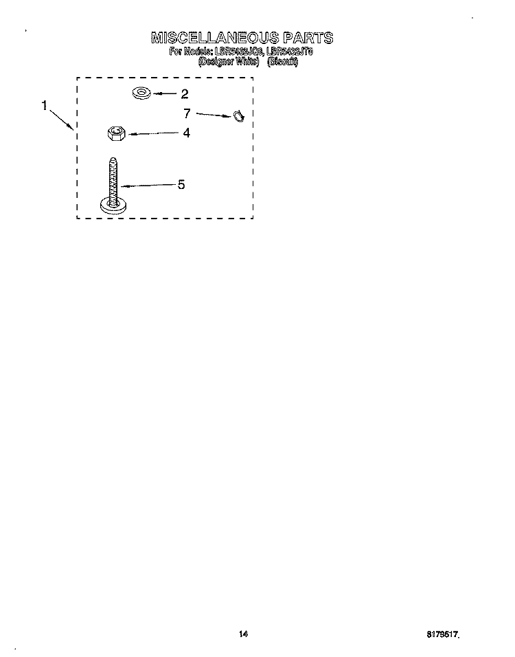 MISCELLANEOUS, OPTIONAL Diagram and Parts List for LBR5432JT0  Whirlpool Washer