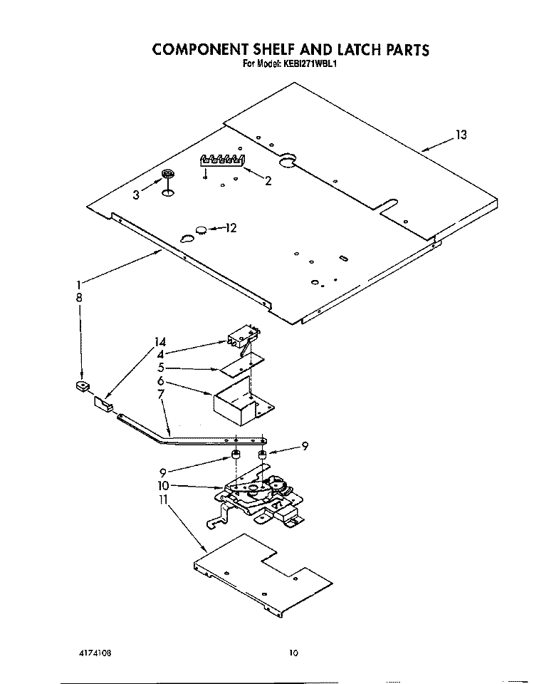 COMPONENT SHELF AND LATCH Diagram and Parts List for KEBI271WBL1  KitchenAid Wall Oven