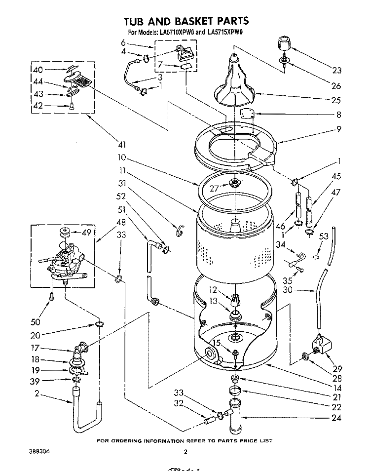 TUB AND BASKET Diagram and Parts List for LA5715XPW0  Whirlpool Washer