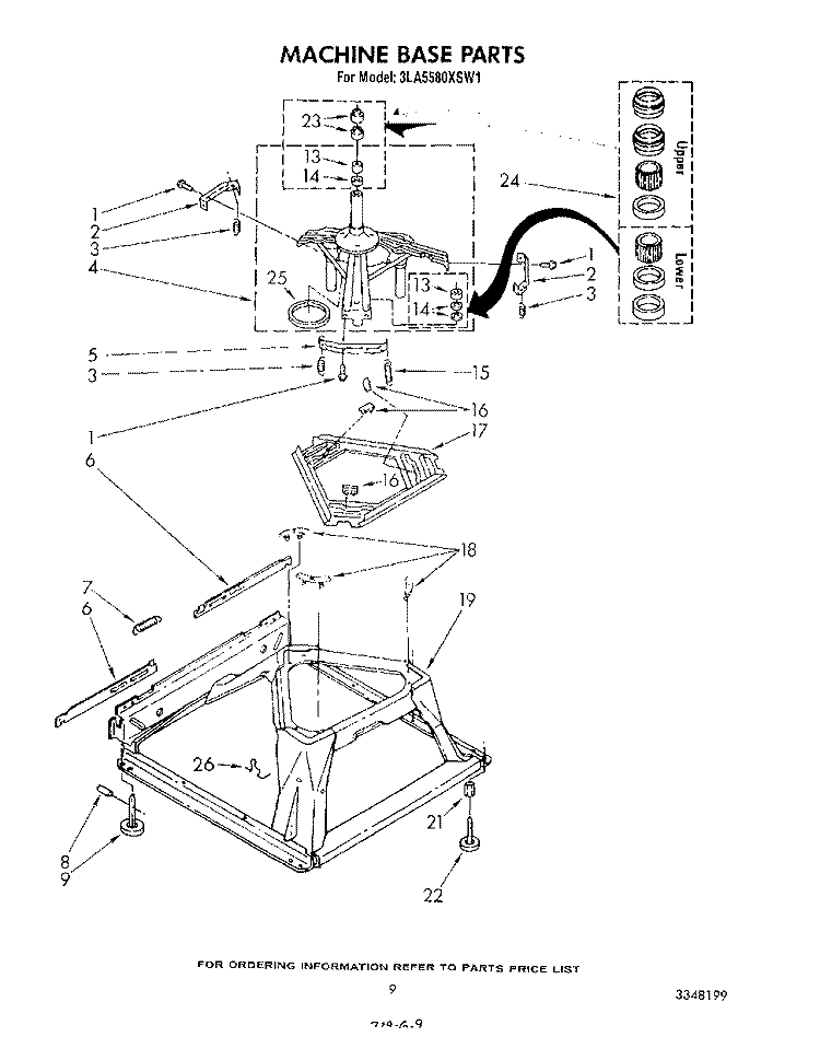 MACHINE BASE Diagram and Parts List for 3LA5580XSW1  Whirlpool Washer