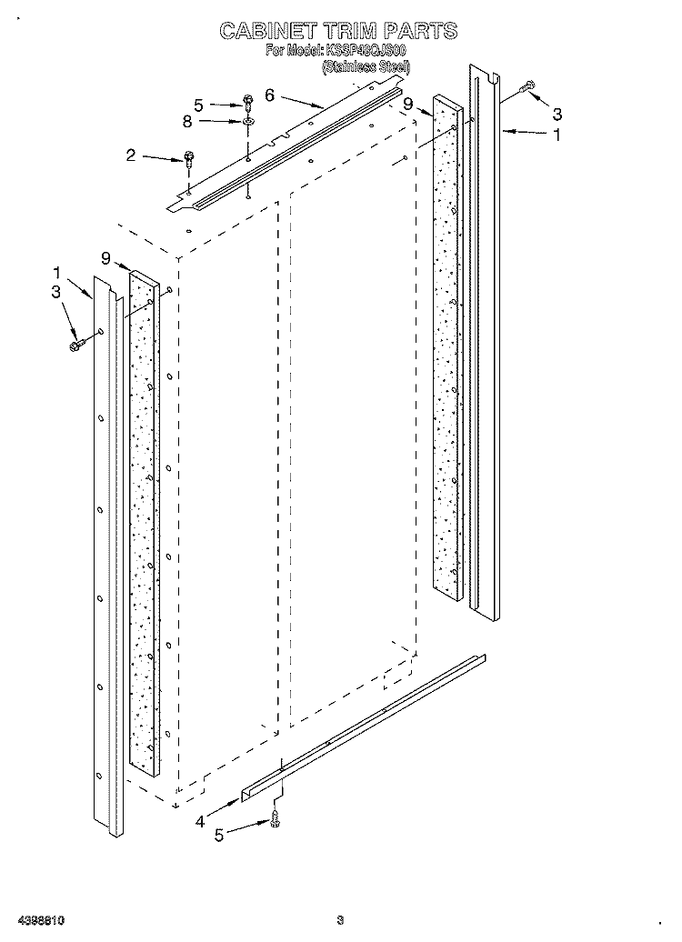 CABINET TRIM Diagram and Parts List for KSSP48QJS00  KitchenAid Refrigerator